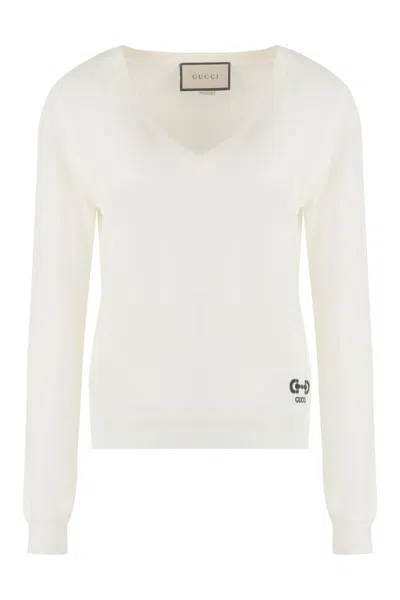 Gucci Wool Crew-neck Sweater In White