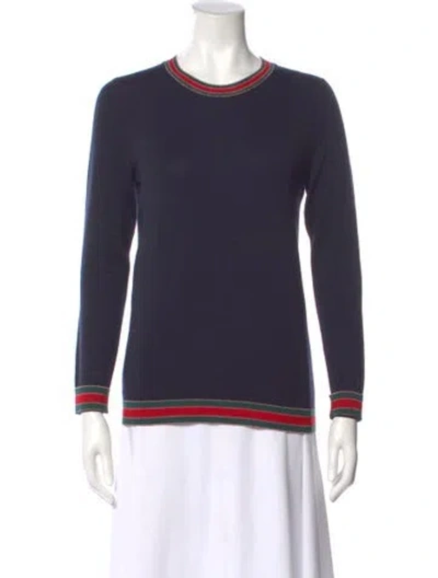 Pre-owned Gucci Wool Crew Neck Sweater In Blue