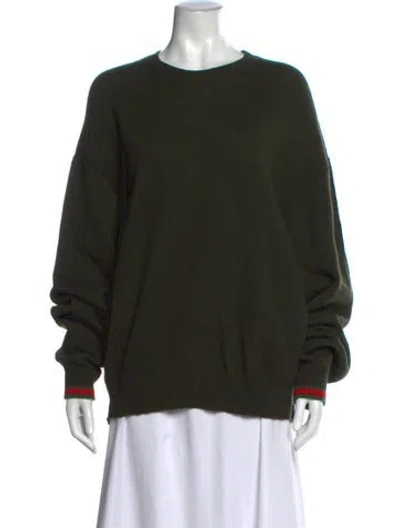 Pre-owned Gucci Wool Crew Neck Sweater In Green