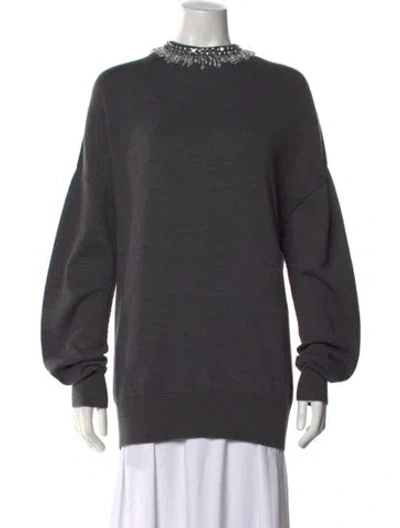 Pre-owned Gucci Wool Crew Neck Sweater W/ Tags In Gray