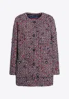 Gucci Multicolor Crewneck Jacket With Gg Logo On The Buttons In Wool Blend Woman In Pink