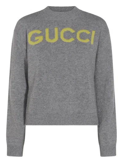 Gucci Wool Crewneck Sweater In Gray