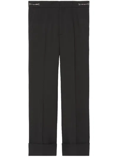 Gucci Wool Cropped Trousers In Black
