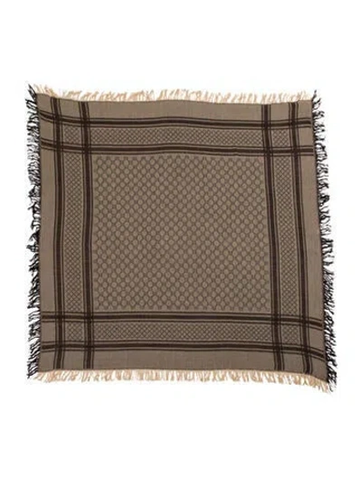 Pre-owned Gucci Wool Diamante Print Scarf In Brown