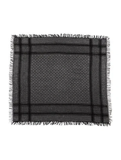 Pre-owned Gucci Wool Diamante Print Scarf In Grey/metallic