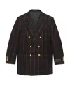 Gucci Men Double-breasted Check Blazer In Black