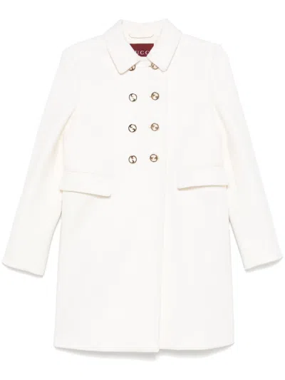 Gucci Wool Double-breasted Coat In White