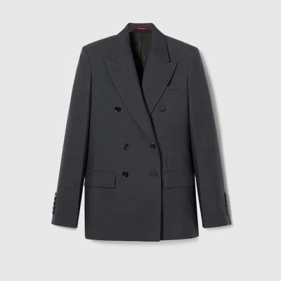Gucci Wool Double-breasted Jacket In Grey