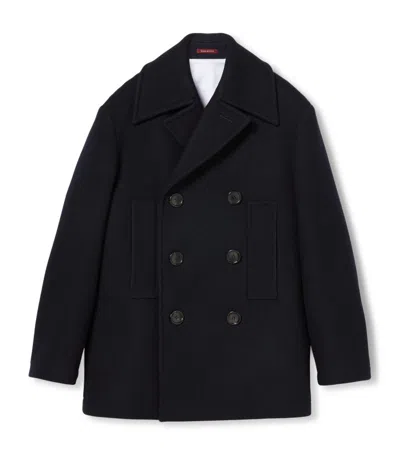 Gucci Wool Double-breasted Overcoat In Black