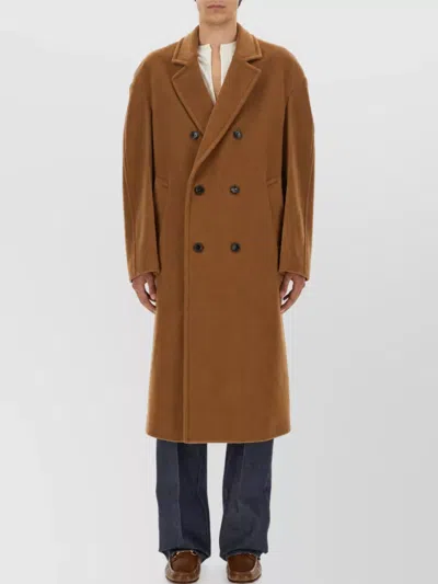 Gucci Wool Double-breasted Coat In Brown
