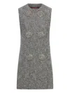 Gucci Textured Fabric Sleeveless Mini Dress With Buttons In Black
