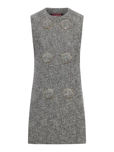 GUCCI WOOL DRESS WITH OVERSIZED BUTTONS