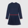 Gucci Wool Dress With Web In Blue