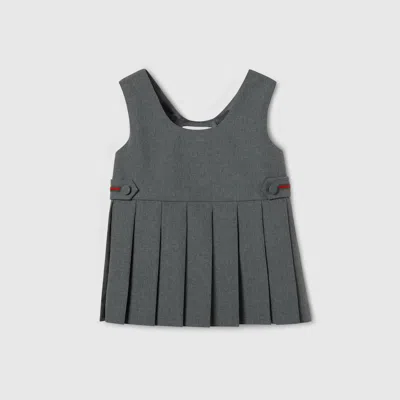 Gucci Babies' Wool Dress With Web In Gray