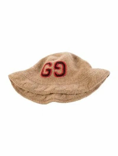 Pre-owned Gucci Wool Embroidered Bucket Hat In Neutrals