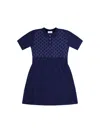 Gucci Wool Embroidered Child Dress In Blue
