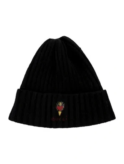 Pre-owned Gucci Wool Embroidered Hat In Black