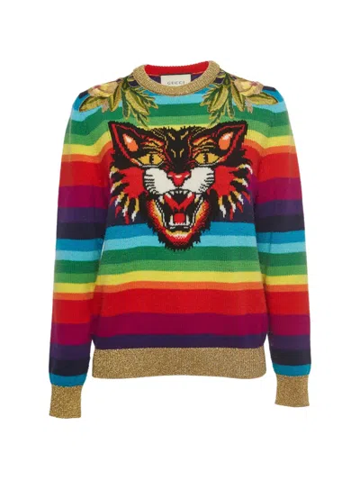 Pre-owned Gucci Wool Embroidered Sweater In Red