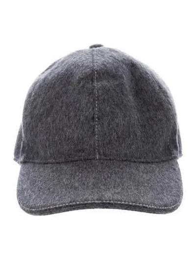 Pre-owned Gucci Wool Embroidered Web Baseball Cap In Gray