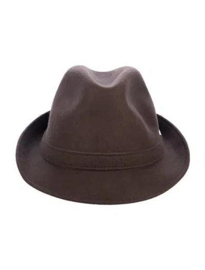 Pre-owned Gucci Wool Fedora In Brown