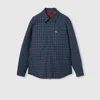 Gucci Wool Flannel Zip Jacket With Embroidery In Blue