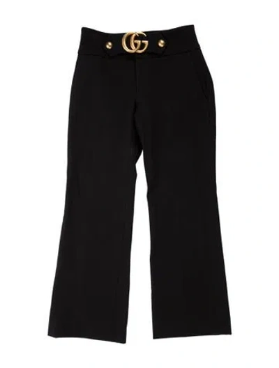 Pre-owned Gucci Wool Flared Pants In Black