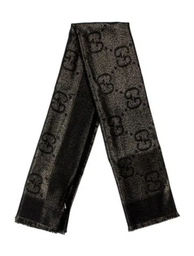 Pre-owned Gucci Wool Flora Print Scarf W/ Tags In Black