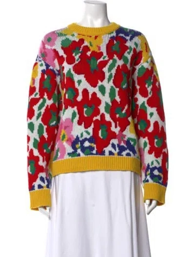 Pre-owned Gucci Wool Floral Print Sweater In Red