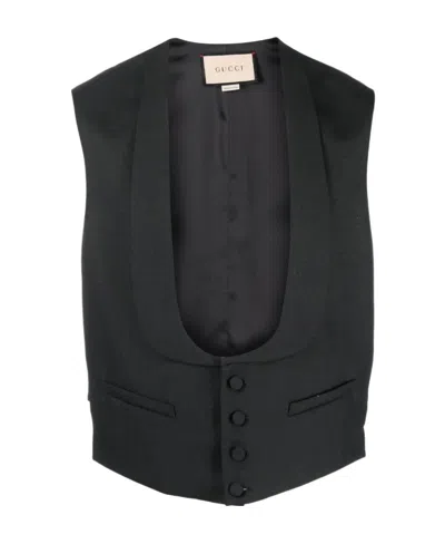 Gucci Wool Formal Vest In Black