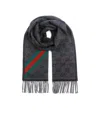Gucci Wool Fringed Scarf In Black