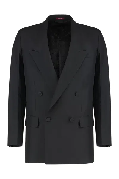 Gucci Wool Gabardine Double-breasted Jacket In Black