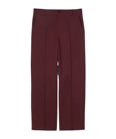 Gucci Wool Gabardine Pant With Logo In Burgundy