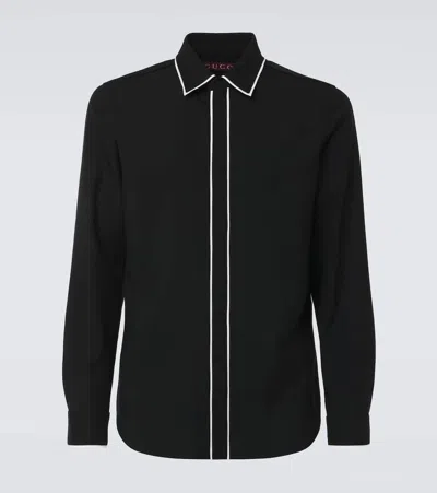 Gucci Wool Gabardine Shirt In Black