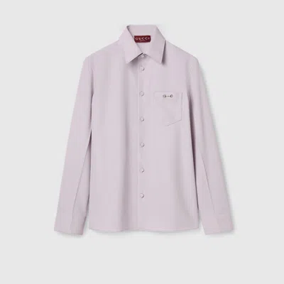 Gucci Wool Gabardine Shirt With Horsebit In Purple