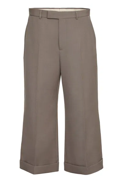 Gucci Wool Gabardine Trousers In Brown