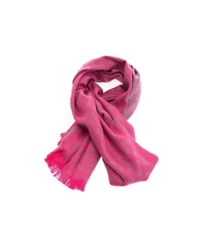 Gucci Wool Gg Jacquard Scarf In Pink