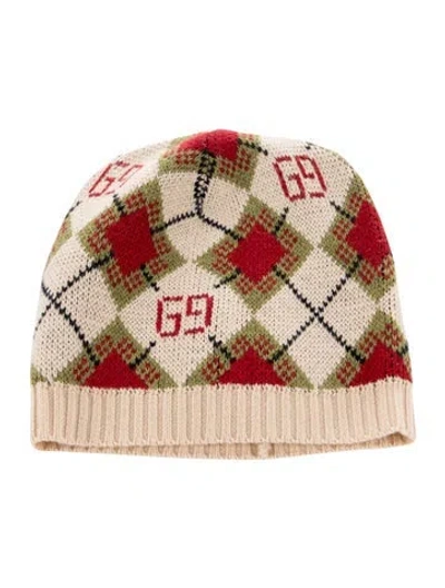 Pre-owned Gucci Wool Gg Logo Knit Beanie