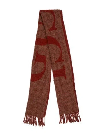 Pre-owned Gucci Wool Gg Logo Scarf