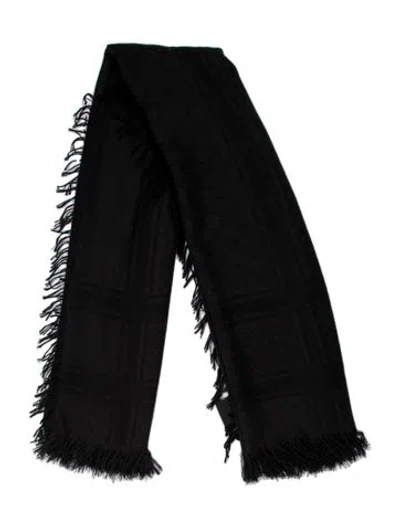 Pre-owned Gucci Wool Gg Logo Scarf In Black