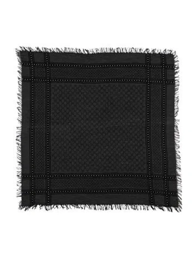 Pre-owned Gucci Wool Gg Logo Scarf In Grey