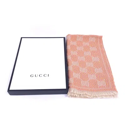 Pre-owned Gucci Wool Gg Logo Scarf In Women's Pink () In Multi