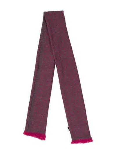 Pre-owned Gucci Wool Gg Logo Scarf In Multi