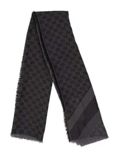 Pre-owned Gucci Wool Gg Logo Scarf In Multi