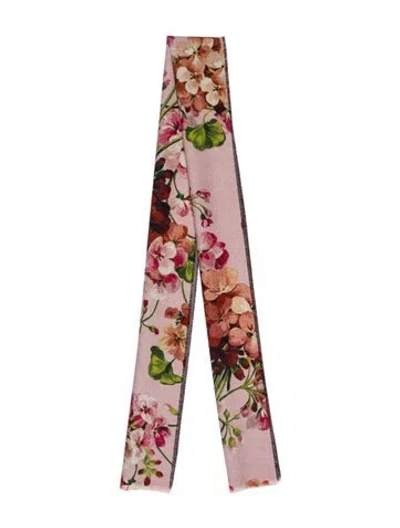 Pre-owned Gucci Wool Gg Logo Scarf In Pink