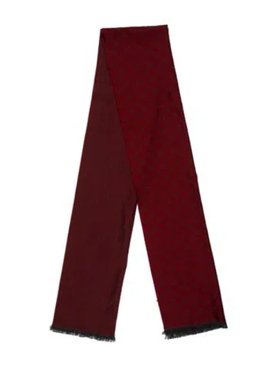 Pre-owned Gucci Wool Gg Logo Scarf In Red