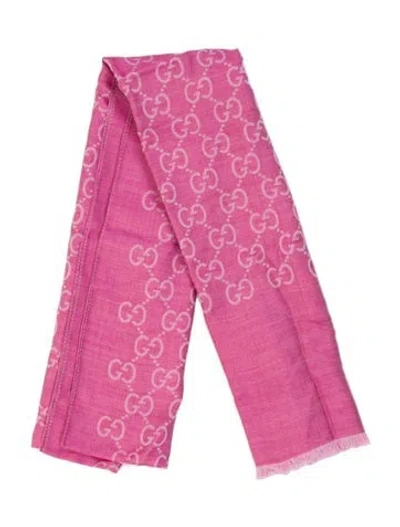 Pre-owned Gucci Wool Gg Logo Scarf W/ Tags In Pink