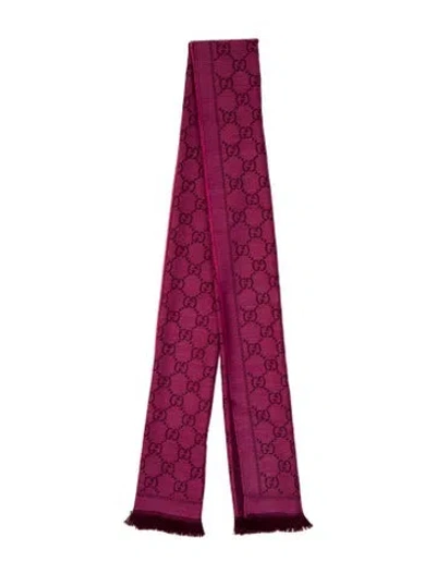 Pre-owned Gucci Wool Gg Logo Scarf W/ Tags In Purple