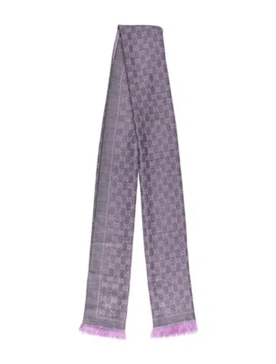 Pre-owned Gucci Wool Gg Logo Scarf W/ Tags In Purple