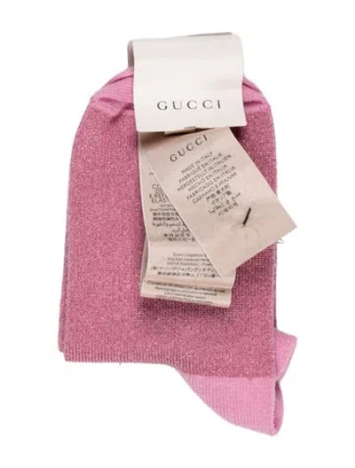 Pre-owned Gucci Wool Gg Logo Socks W/tags In Metallic/pink