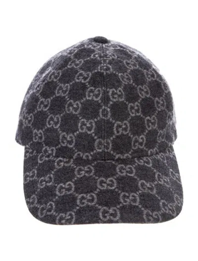 Pre-owned Gucci Wool Gg Patterned Baseball Cap. W/tags In Grey